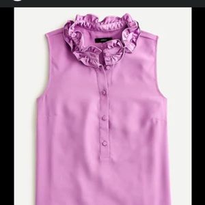 J. Crew lavender wisteria ruffle neck sleeveless top SMALL